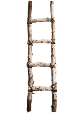 白桦木梯子落地装饰摆件幼儿园环创花园庭院园艺花艺橱窗拍摄道具