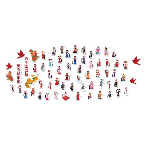 56五十六个民族团结幼儿园环创布置材料文化主题成品楼梯墙面装饰