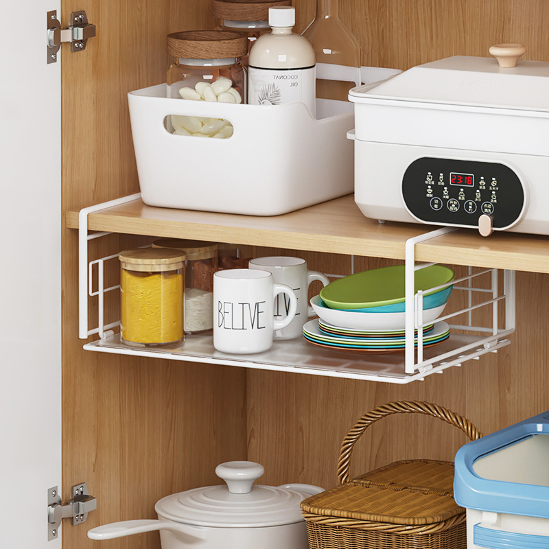 日式折叠置物架隔板厨房置物架推拉衣柜收纳层架厨房收纳用品下挂