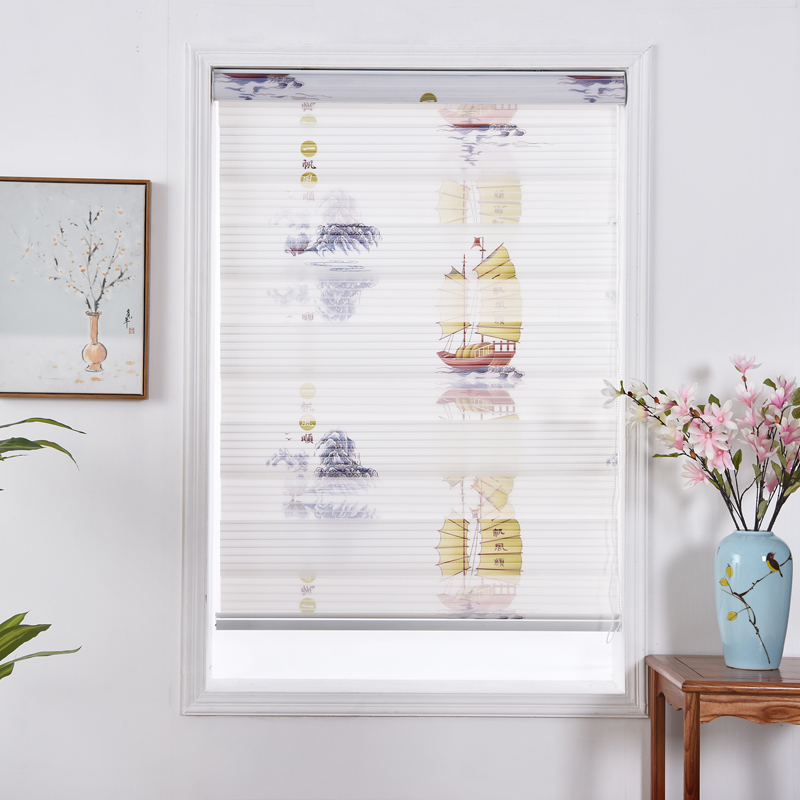 升降定制成品窗帘遮光卷拉式浴室厨房卫生间厕所防水油手拉帘卷帘