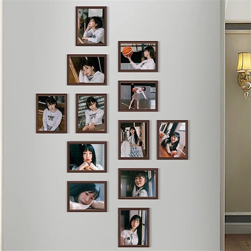 免费冲洗印照片走廊玄关竖版竖挂照片墙相框墙创意挂墙装饰免打孔