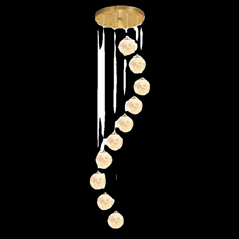 3D打印月球楼梯吊灯长吊灯复式楼楼梯间别墅氛围客厅挑空长线吊灯