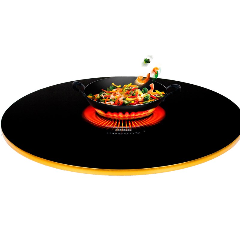 多功能火锅餐桌转盘带电磁炉旋转底座电动圆桌转盘家用保温加热板