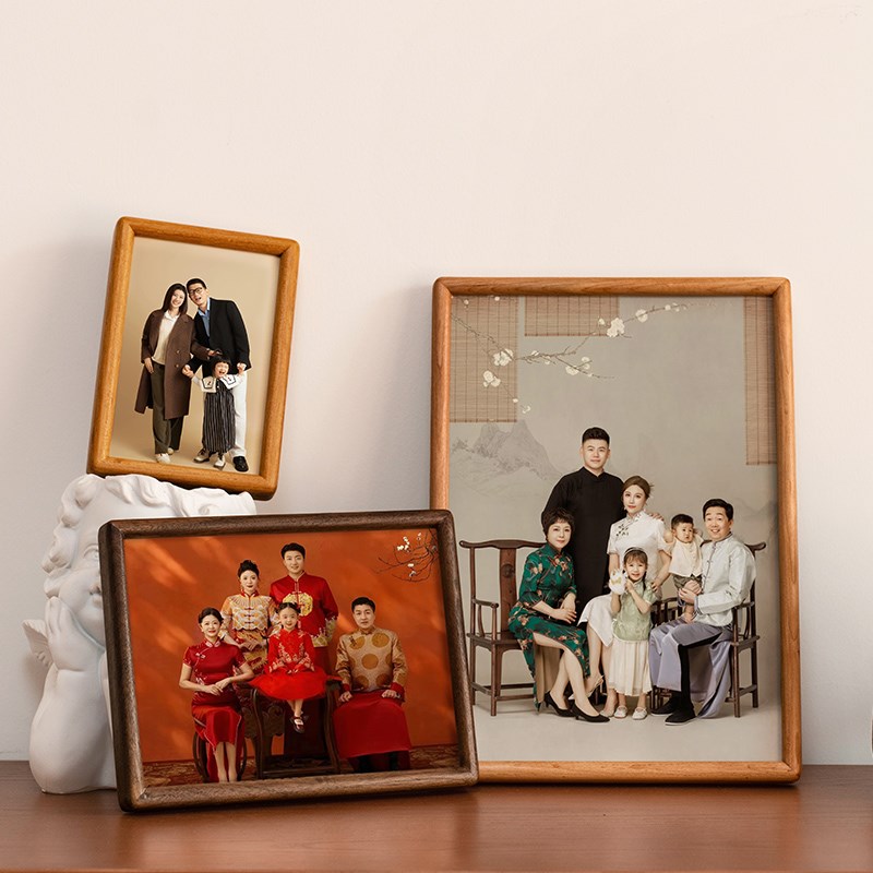 全家福实木高级感相框定制洗照片加打印装裱diy挂墙画框寸摆台