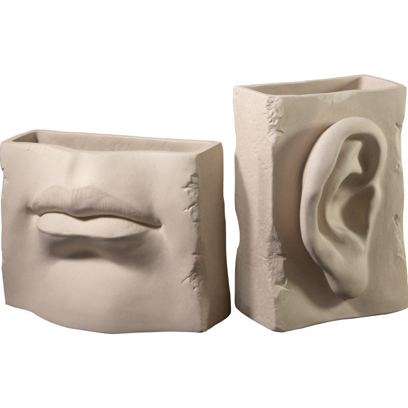 五官石像眼耳嘴抽象软装陶瓷艺术人脸瓶笔筒样板房装饰品,家居饰品,花瓶,淘宝优惠券,粉丝福利购,淘宝优惠卷
