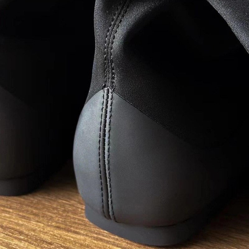 极简row风百搭美腿靴弹力瘦瘦靴女长筒袜靴方头平底不过膝长靴子