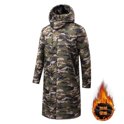 冬季运动棉衣男长款过膝加绒加厚超长防寒棉服军大衣中戏棉袄冬训