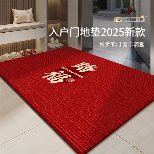 入户门地垫d2025新款室内耐脏免洗可擦高级感进门防滑垫可裁剪红