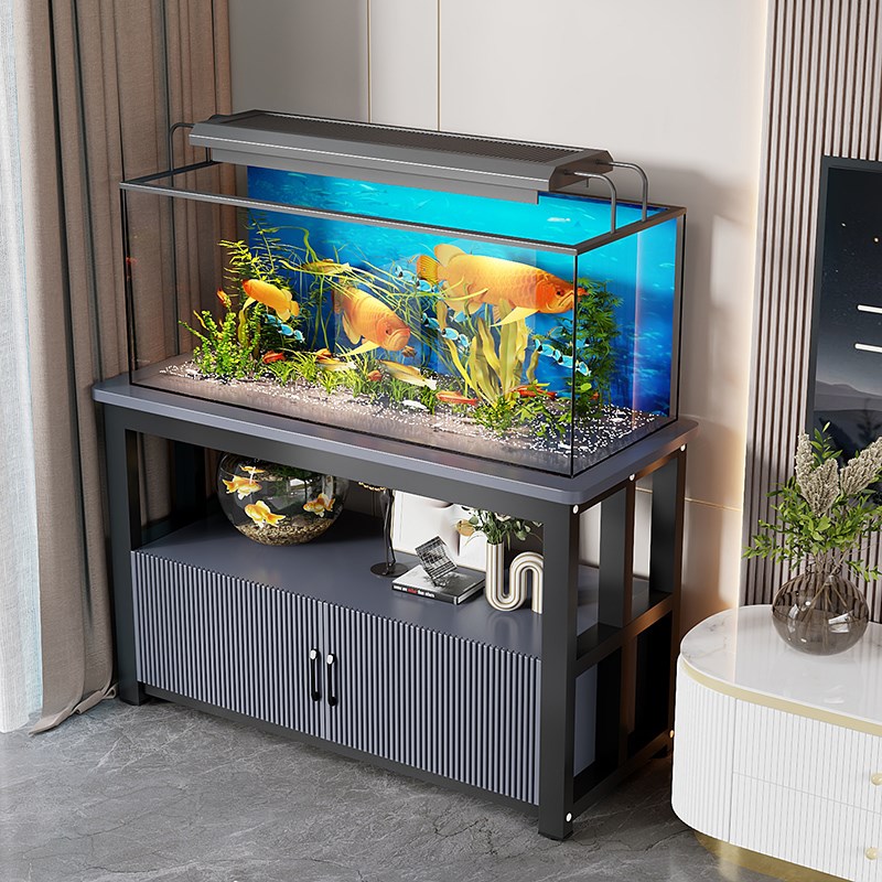 家用客厅中小型金属鱼缸柜底柜置物架水族箱底座柜鱼缸架子储物柜