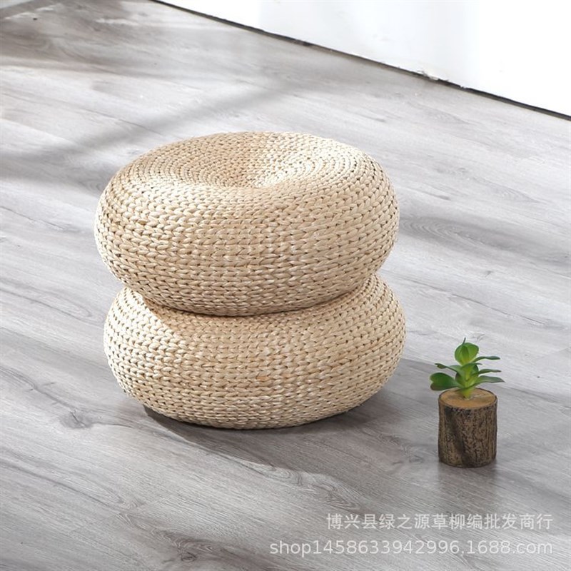 日式蒲团坐垫草编圆形加厚榻榻米瑜伽垫打坐禅修垫地板飘窗草坐墩