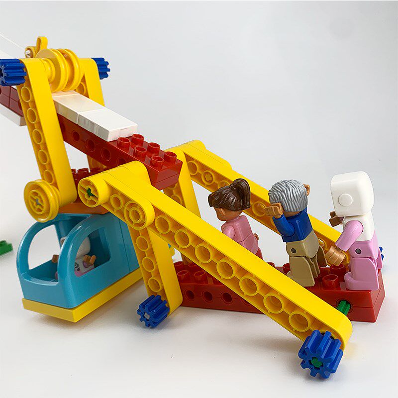 大颗粒积木兼容件游乐散配件齿轮滑行游览车人仔儿童益智拼装玩具