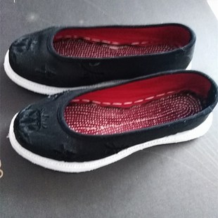 小圆口鞋 云南布鞋 黑色老人寿鞋 男千层底纯手工浅口鞋 民族风布鞋