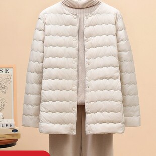 无领轻薄加肥加大码羽绒服女200斤中长款圆领V领内S胆内搭胖mm妈