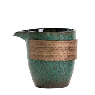 茶具分茶器侧把茶海茶道配件 绿釉粗陶公道杯手握防烫家用陶瓷中式