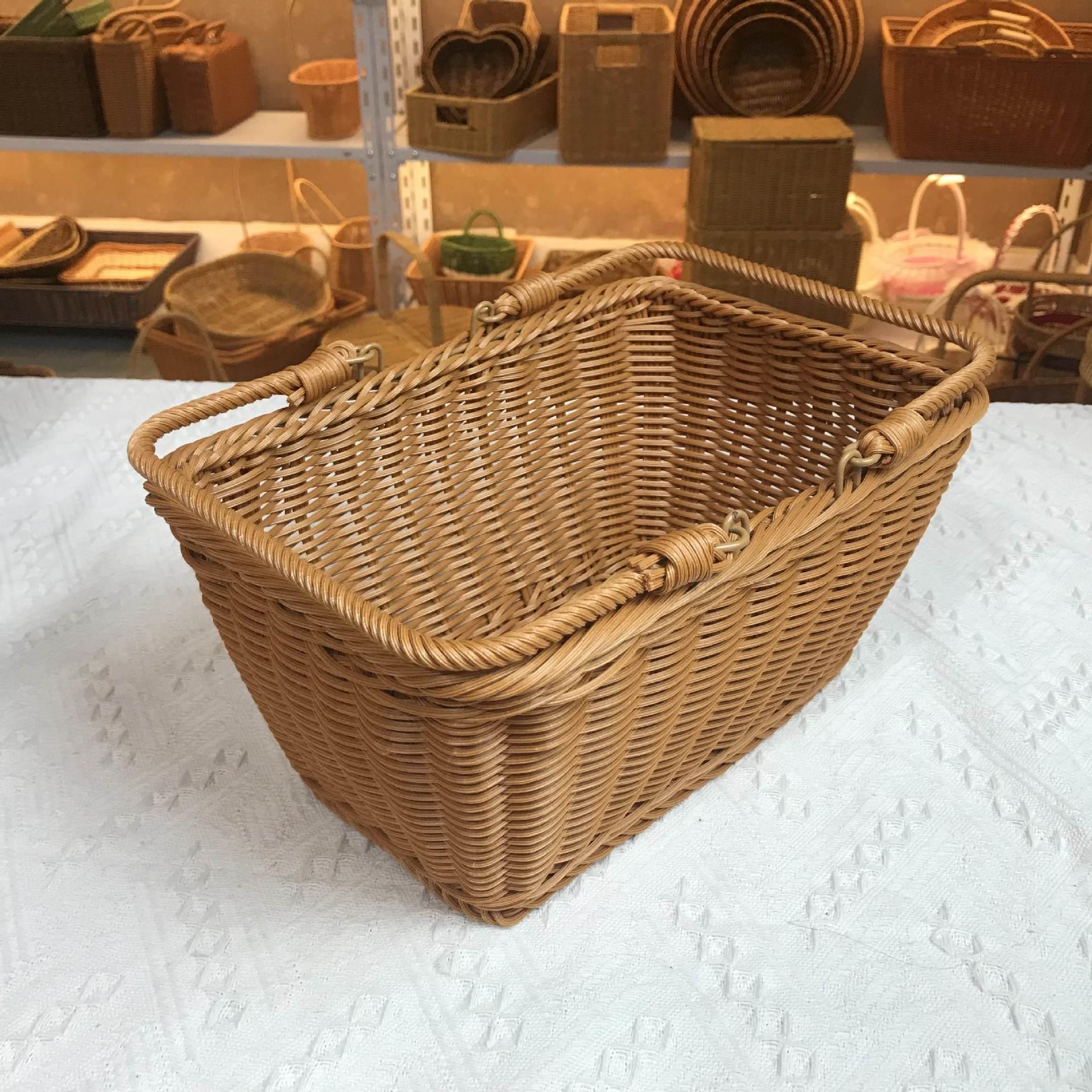 仿藤编精致手提篮户外野餐篮购物篮家用买菜篮清洁工具篮采摘筐