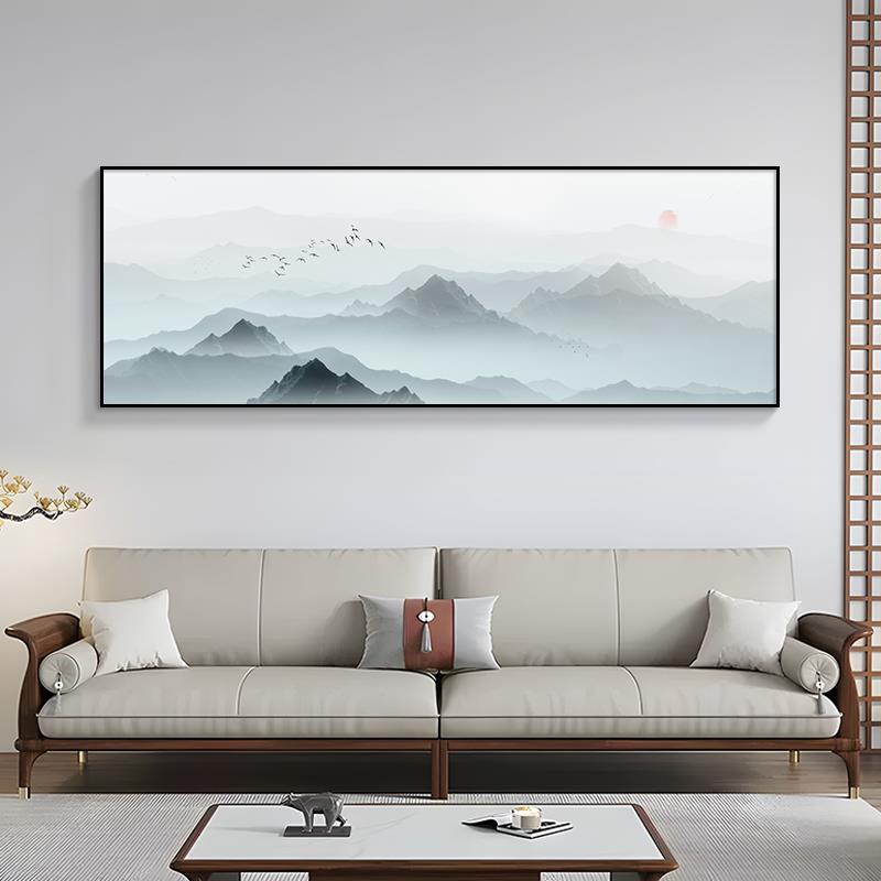 新中式客厅水装饰画沙发背景画墙画办公室挂水墨画DB485壁画山风