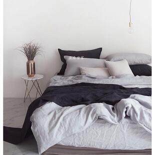 床笠款 天然汉麻酵素水洗床上用品四件套素色纯麻被套床笠枕套