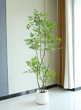 Z1南天竹彷真绿色植物大型彷生植物高端轻奢假盆栽客厅装饰摆件花