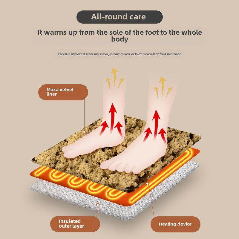 冬天暖脚办公室暖足插电加热艾绒暖脚宝女床上桌下驱寒暖脚器