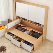 小户型多功能榻榻米床衣柜一体组合收纳床单儿童人床1.2cm1.5米床