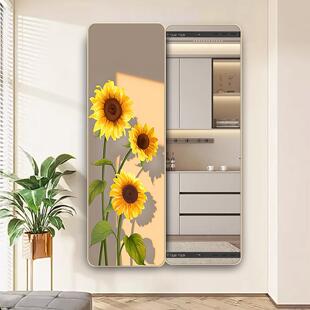 超薄隐藏式全身镜全身镜隐形向日葵挂画可推拉暗藏可关闭镜子玄关