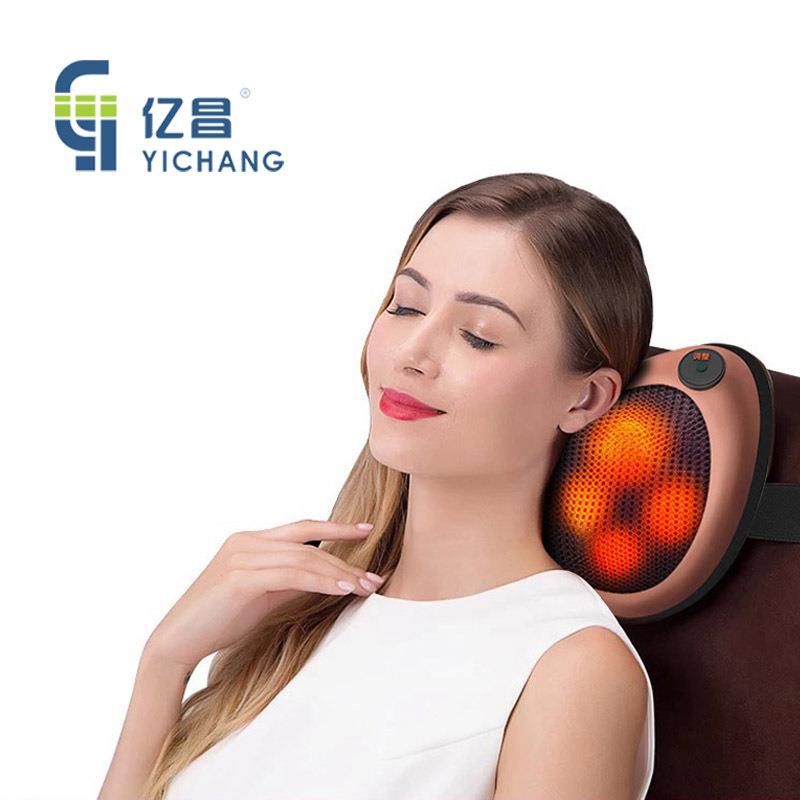 亿昌 家用车载按摩枕头电动加热 腰背按摩器颈椎颈部腰部肩部靠垫