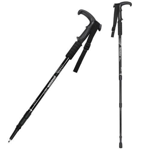 三节弯柄户外旅游登山杖可伸缩老年人爬山拐杖铝合金徒步杖拐