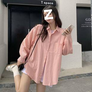 2025春季新款衬衫女学生韩版宽松潮长袖百搭外套设计感衬衣上衣女