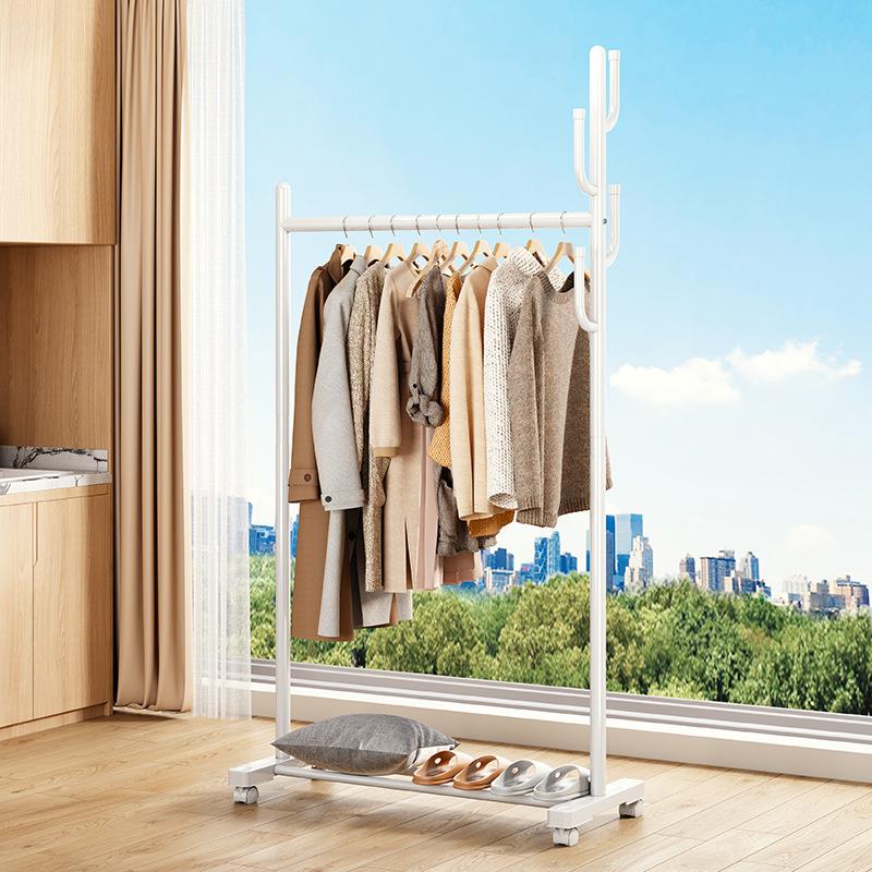 挂衣架落地卧室加厚加粗晾衣服架子单杆式家用简易室内衣帽架小型