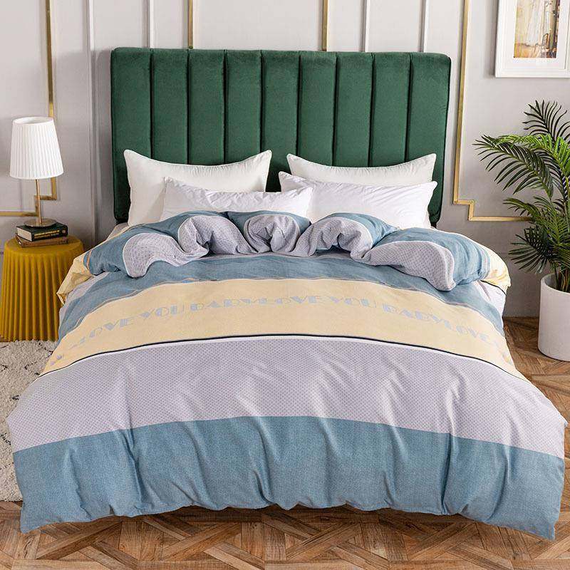 简约单件纯棉磨毛单被套加厚活性印染被罩床上用品全棉被套秋冬