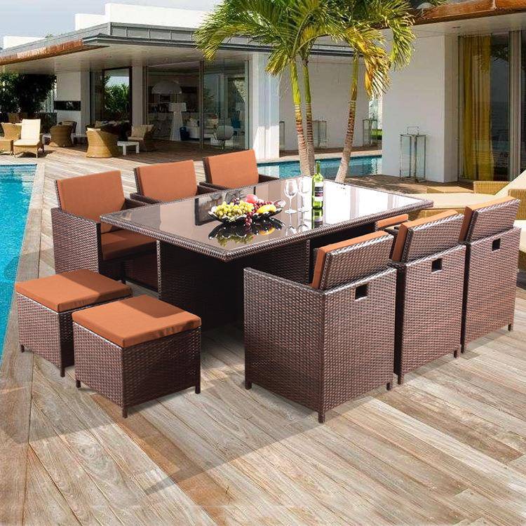 藤椅茶几五件套组合藤编阳台桌椅 户外庭院休闲仿藤室外露天家具