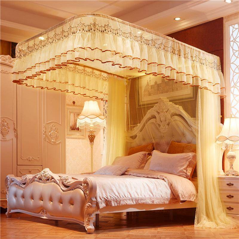 不锈钢钓鱼竿伸缩拉幕宫廷落地三开门U型不打墙导轨拉绳蚊帐