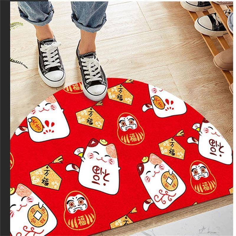 入户地垫可爱卡通卫生间吸水防滑垫红色结婚喜庆门垫卧室进门地毯