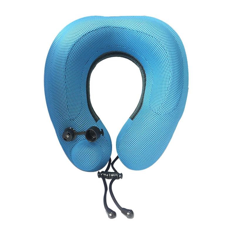 新款凉爽布充气U型枕 旅行枕 飞机按摩午睡枕 护颈宝 便携易收纳