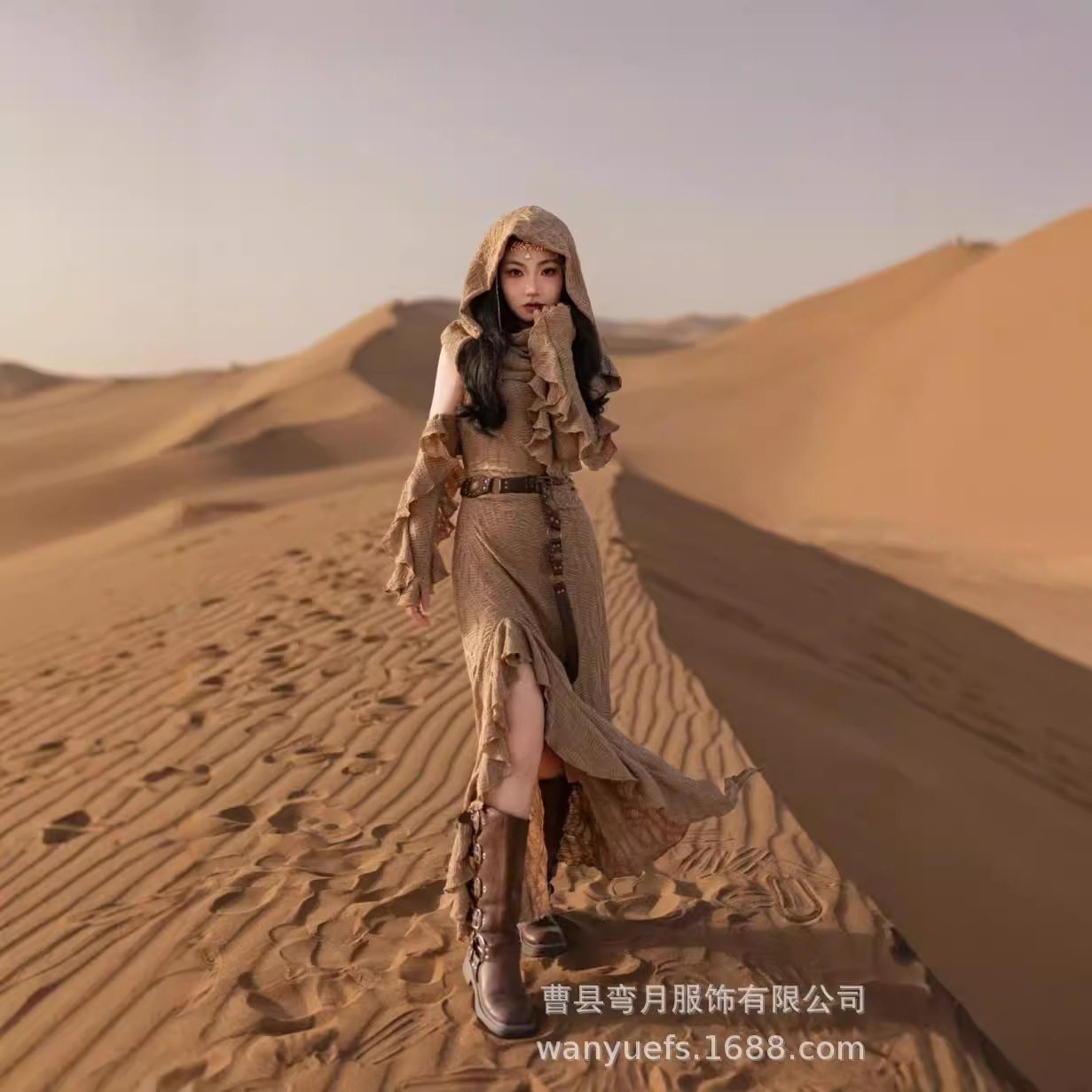 沙漠旅拍照连衣裙废土摄影辣妹长裙沙丘废土风民族服装/舞台装