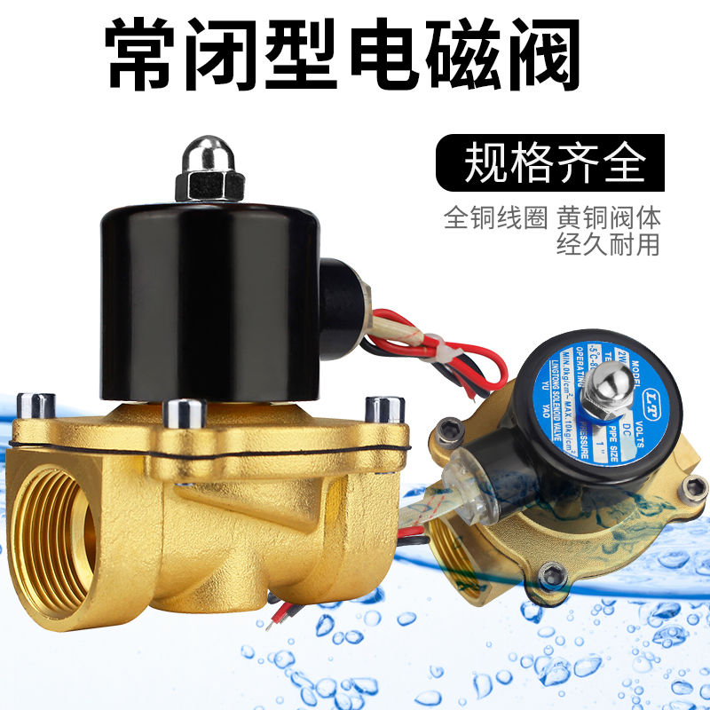 水管电磁开关阀AC220V 水阀气阀DC24VDC12V 2分4分6分1寸控制开关