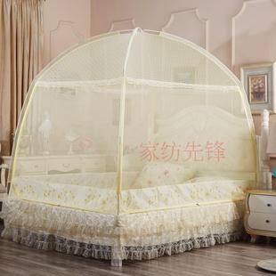 带防蚊布层 加密加高加厚三开门蒙古包 家用圆顶蚊帐有底有拉链