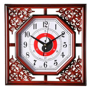 现代中式招财时来运转太极八卦八角形挂钟客厅静音电池钟表覆古钟