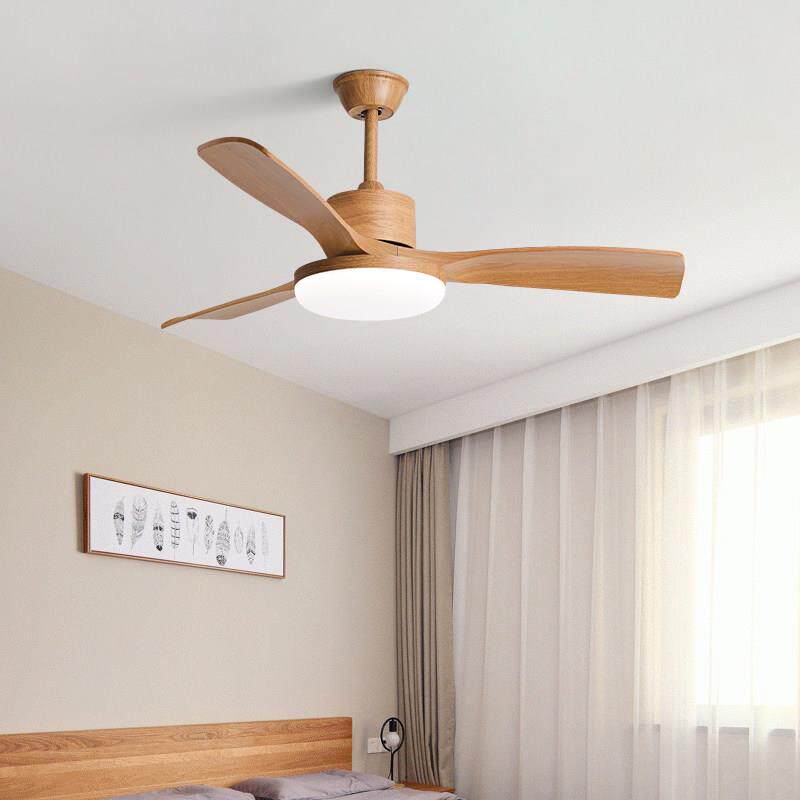 风扇灯餐厅吊扇灯家用客厅灯扇一体吊扇日式仿原木吊顶带风扇吊灯