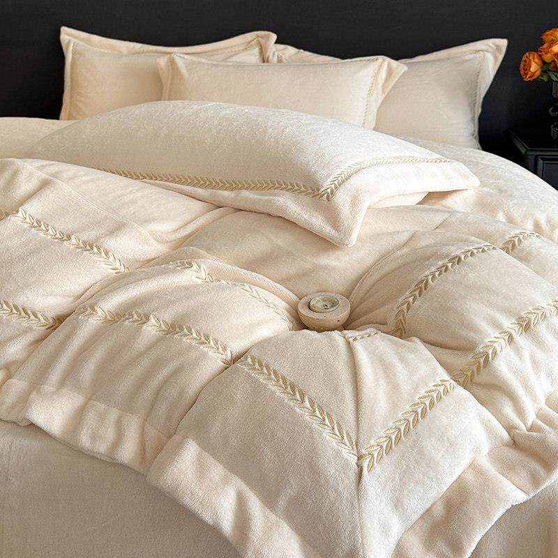 冬季加厚牛奶绒四件套加绒保暖珊瑚绒被套床单轻奢高级感床上用品