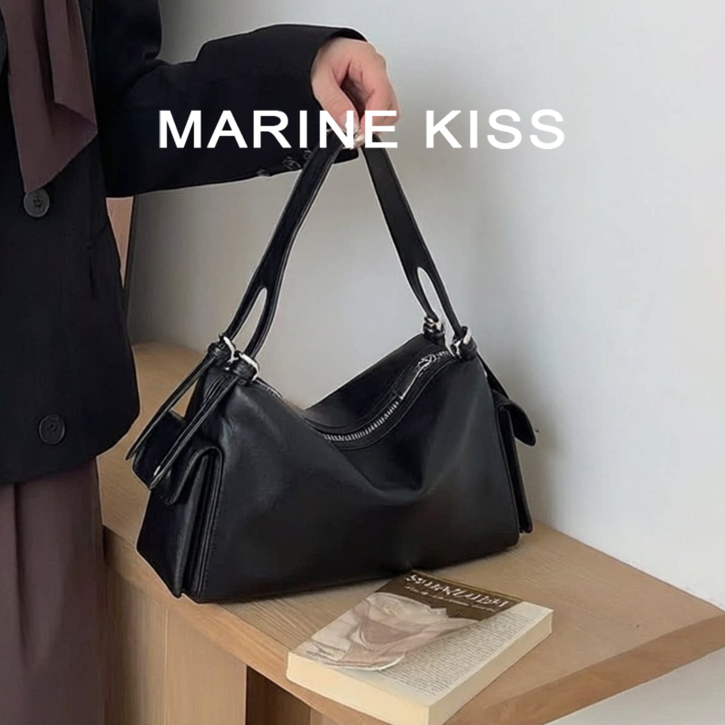 MARINEKISS单肩女通勤波士顿包