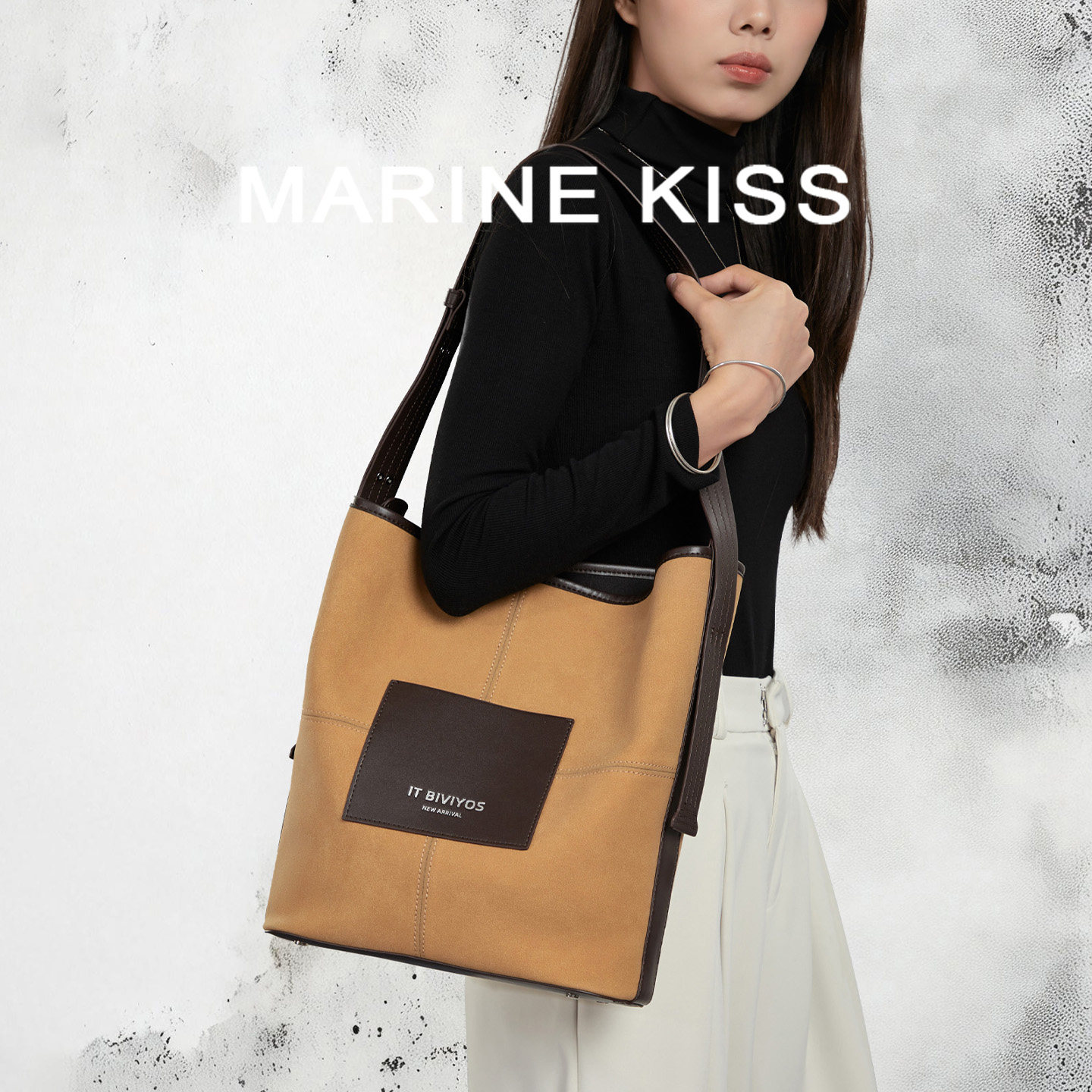 MARINE KISS麂皮托特包女大容量通勤单肩包腋下包松弛感斜挎包,箱包皮具/热销女包/男包,单肩包,淘宝优惠券,粉丝福利购,淘宝优惠卷