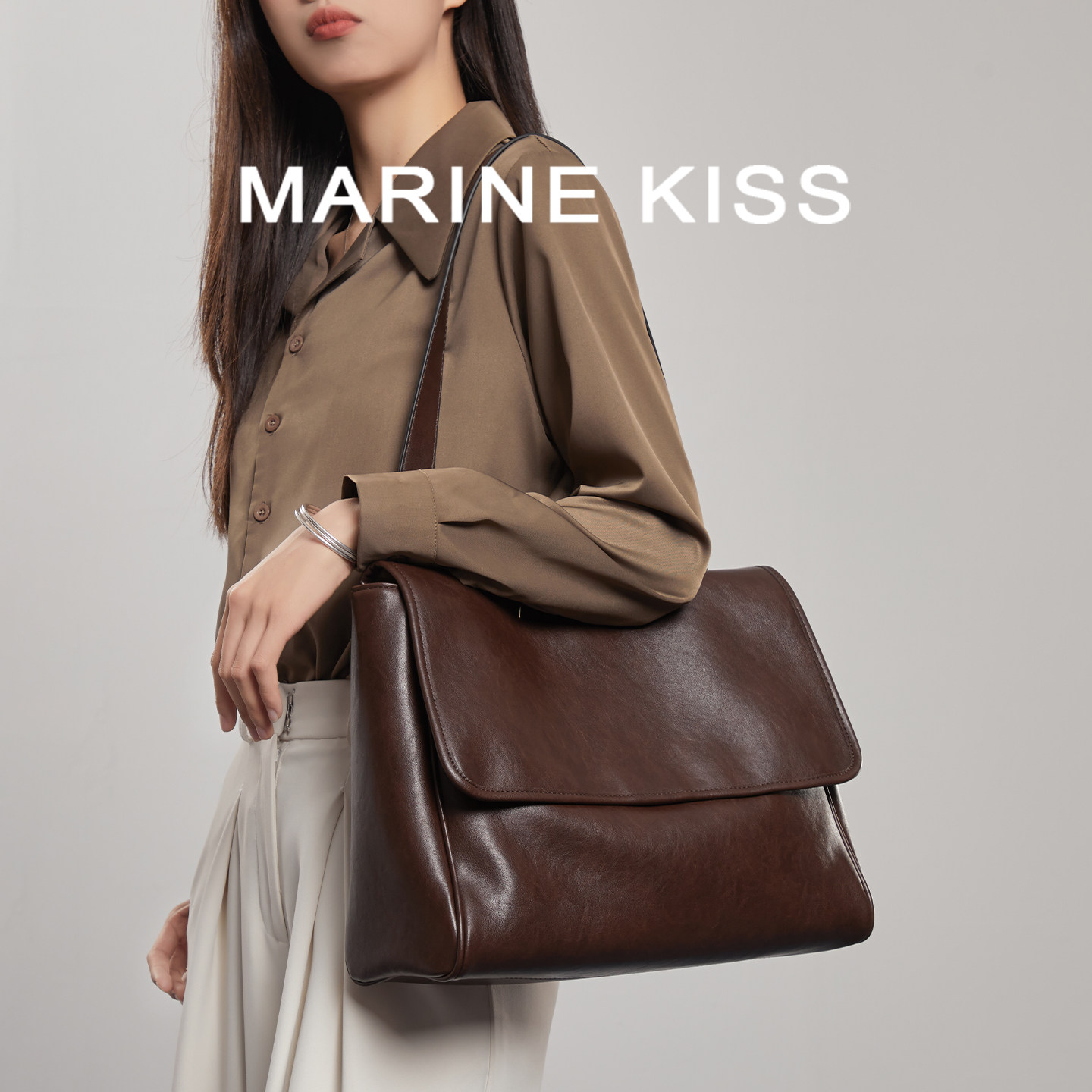 MARINE KISS单肩包女2026新款大容量通勤托特包高级感小众邮差包