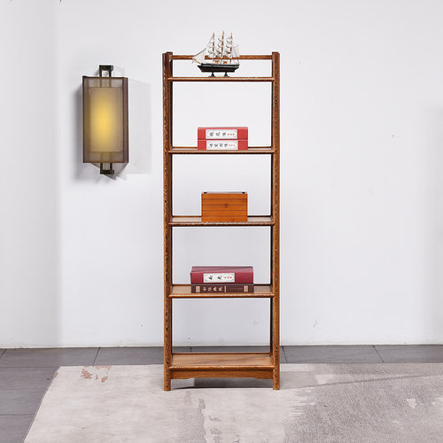 红木书架鸡翅木置物架实木落地收纳中式茶柜超窄缝厨房多层储物架