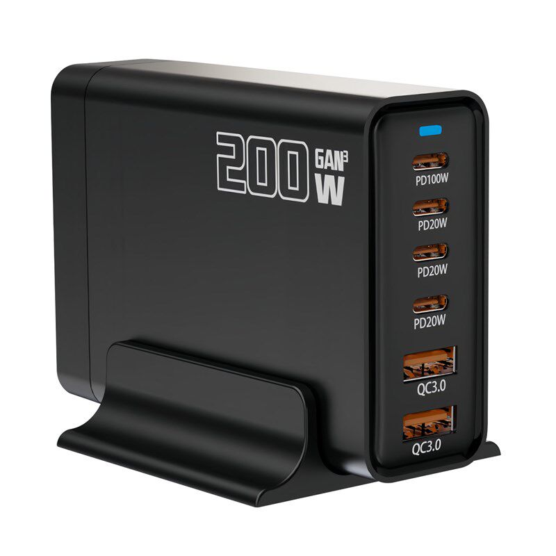200W氮化镓桌面充电站多口typec充电器PD100W快充手机平板笔记型