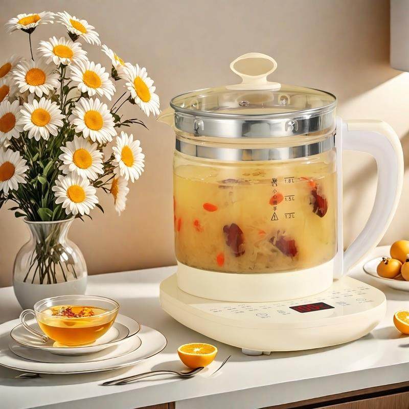 多功能健康壶家庭1.8升办公茶壶花茶汤加厚玻璃全自动水壶