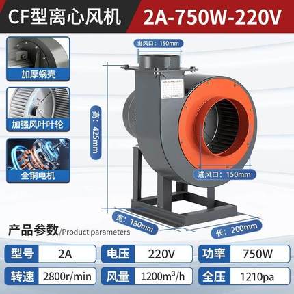 新款CF离心风机商业抽风机工业380V220v强力大功率排风机蜗牛包邮