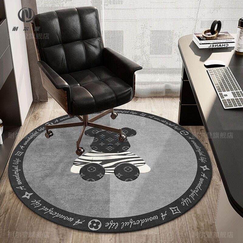 圆形地毯卧室电脑椅子地垫电竞转椅书房儿童学习书桌凳下防滑垫