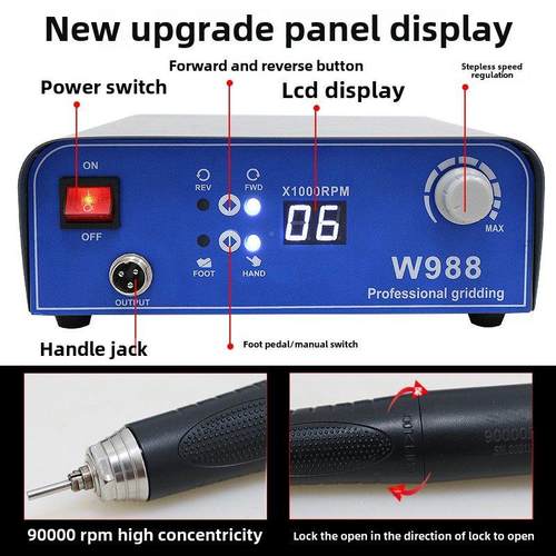 W石9小88无刷牙电w988机雕刻机型动打磨机玉翡翠木雕核玉雕工具