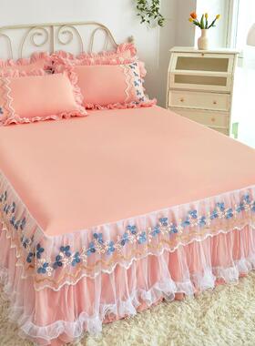 床韩版蕾丝床裙单件公刺绣罩床套加厚席思床垫防主滑20220901保护